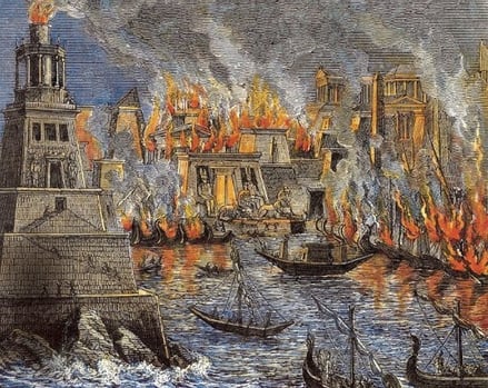 LAMINAS Y ACEROS DESTRUCCION DE LA BIBLIOTECA DE ALEJANDRIA